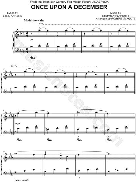 once upon a december sheet music for piano
